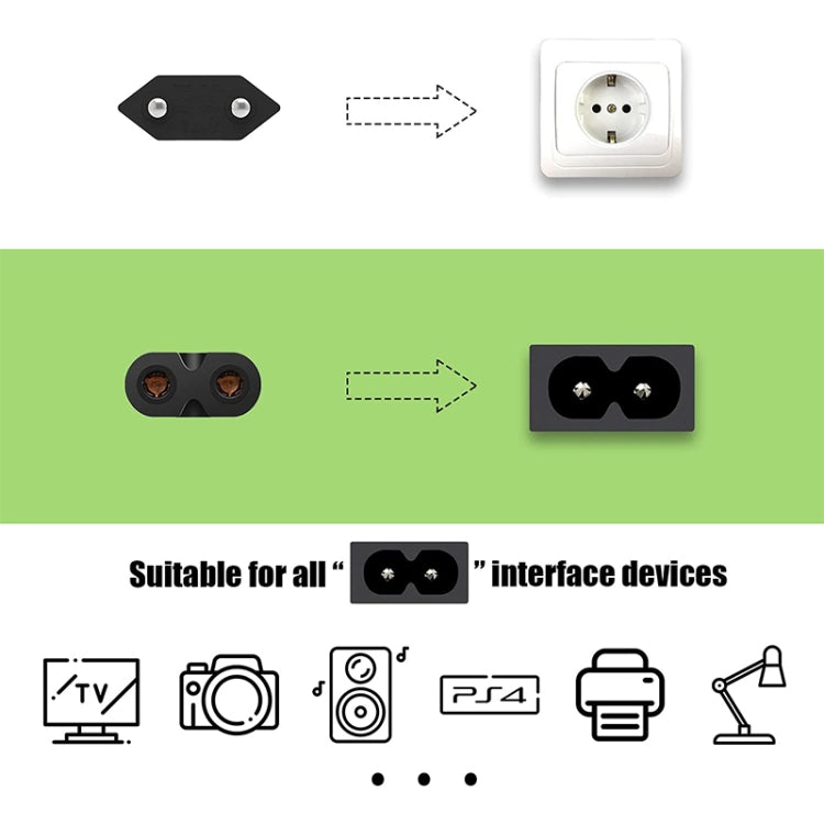 High Quality 2 Prong Style EU Notebook AC Power Cord, Length: 1.5m - Power Cord by buy2fix | Online Shopping UK | buy2fix
