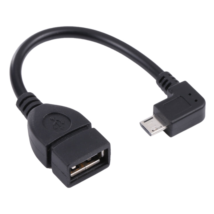 90 Degree Micro USB Male to USB 2.0 AF Adapter Cable with OTG Function For Galaxy / Nokia / LG / BlackBerry / HTC One X /Amazon Kindle / Sony Xperia etc. (13cm)(Black) - OTG Adapter by buy2fix | Online Shopping UK | buy2fix