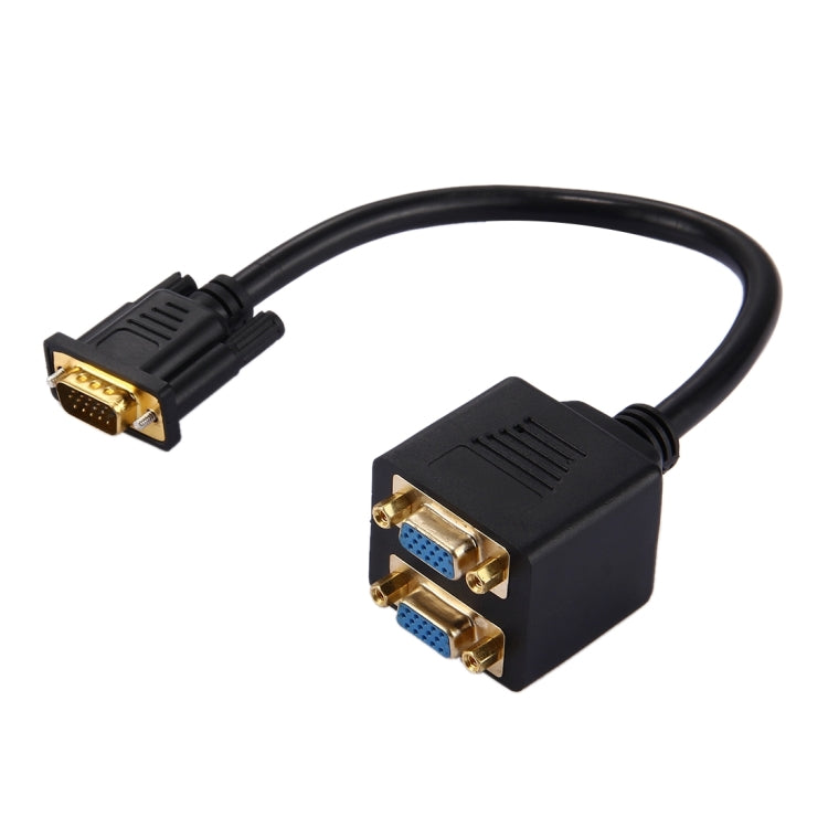 30cm VGA Male to 2 VGA Female Splitter Cable(Black) -  by buy2fix | Online Shopping UK | buy2fix