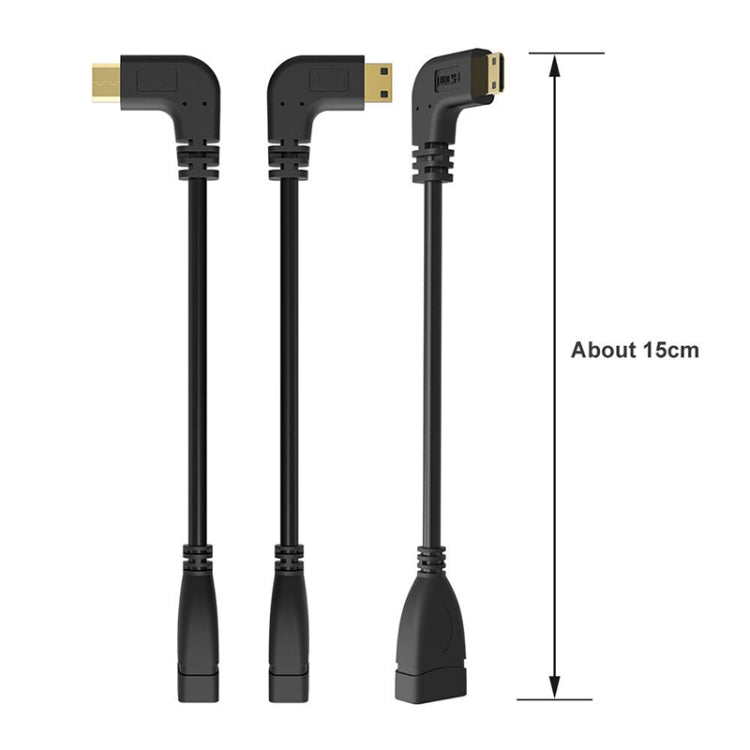 16cm Gold Plated Mini HDMI Male to HDMI 19 Pin Female Cable, 90 Degree Right Angle -  by buy2fix | Online Shopping UK | buy2fix