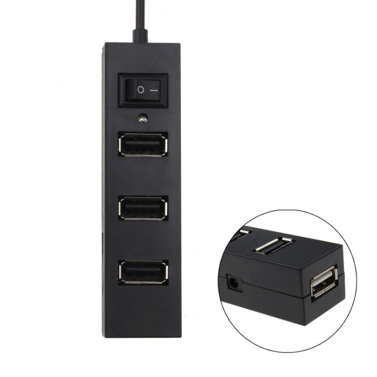 4 Ports USB HUB 2.0 USB Splitter Adapter with Switch(Black) - USB 2.0 HUB by buy2fix | Online Shopping UK | buy2fix