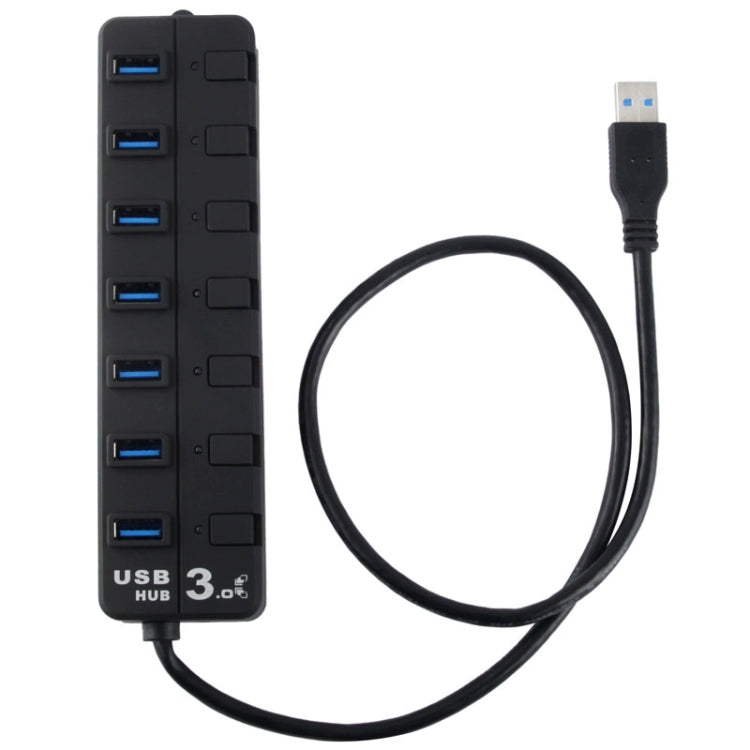 7 Ports USB 3.0 Hub with Individual Switches for each Data Transfer Ports(Black) - USB 3.0 HUB by buy2fix | Online Shopping UK | buy2fix