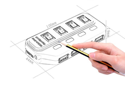4 Ports USB 3.0 Hub with Individual Switches for each Data Transfer Ports(Black) - USB 3.0 HUB by buy2fix | Online Shopping UK | buy2fix