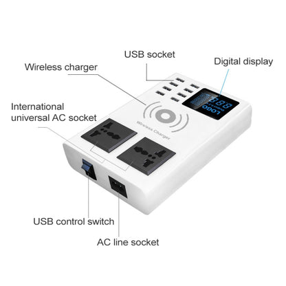YC-CDA10W 10W Multi Port USB Intelligent Digital Display Fast Charging Wireless Charger, US Plug - Multifunction Charger by buy2fix | Online Shopping UK | buy2fix