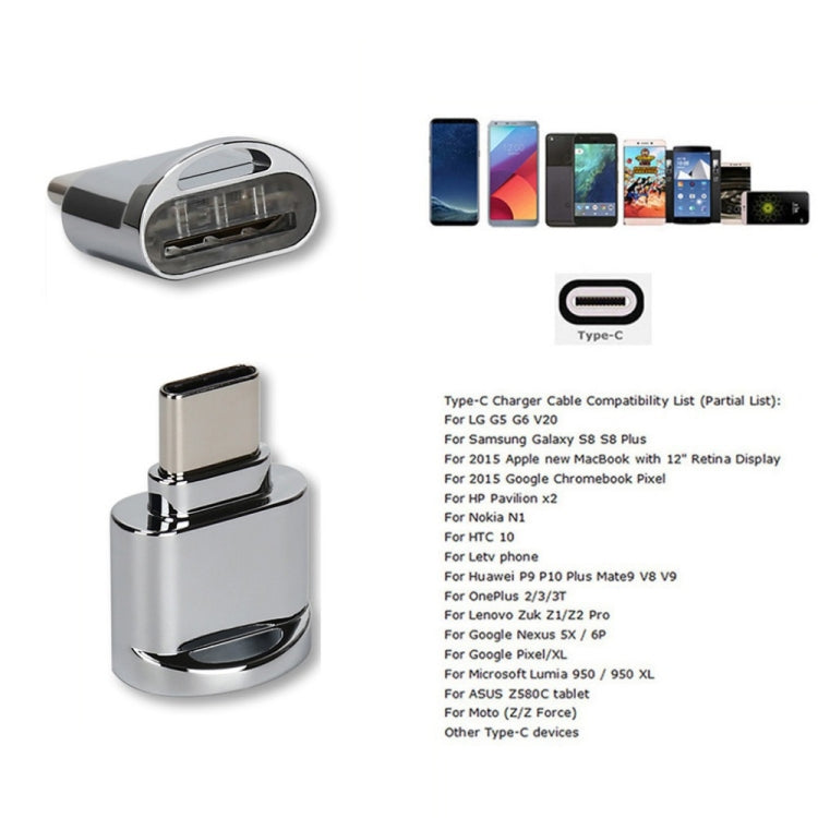 TF Card to USB-C / Type-C Male Aluminum Alloy OTG Adapter with Keychain(Silver) - OTG Adapter by buy2fix | Online Shopping UK | buy2fix