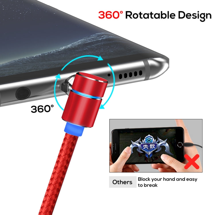 TOPK 2m 2.4A Max USB to USB-C / Type-C 90 Degree Elbow Magnetic Charging Cable with LED Indicator(Red) - Mobile Accessories by TOPK | Online Shopping UK | buy2fix