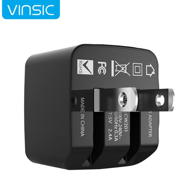 Vinsic 12W 5V 2.4A Output Dual USB Wall Charger USB Charger Adapter, For iPhone 5/5s/5c, iPad, Galaxy, Android and USB Devices - Mobile Accessories by VINSIC | Online Shopping UK | buy2fix