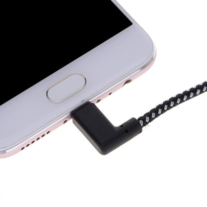 20cm 2A USB to USB-C / Type-C Nylon Weave Style Double Elbow Data Sync Charging Cable - USB-C & Type-C Cable by buy2fix | Online Shopping UK | buy2fix