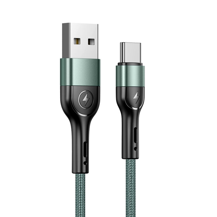 USAMS US-SJ449 U55 2A Type-C / USB-C Aluminum Alloy Weave Charging Cable, Length:1m (Green) - USB-C & Type-C Cable by USAMS | Online Shopping UK | buy2fix
