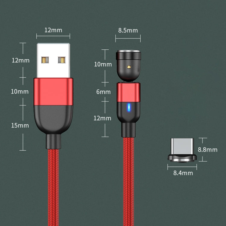 1m 3A Output USB to USB-C / Type-C 540 Degree Rotating Magnetic Data Sync Charging Cable (Red) - Mobile Accessories by buy2fix | Online Shopping UK | buy2fix