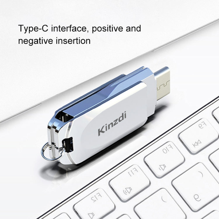 Kinzdi 16GB USB + Type-C Interface Metal Twister Flash Disk V8 (Silver) - USB Flash Drives by Kinzdi | Online Shopping UK | buy2fix