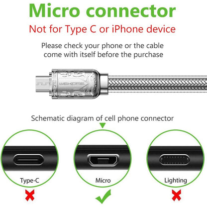 WK WDC-177 6A USB to Micro USB Platinum Fast Charge Data Cable, Length 1m (Silver) - Micro USB Cable by WK | Online Shopping UK | buy2fix