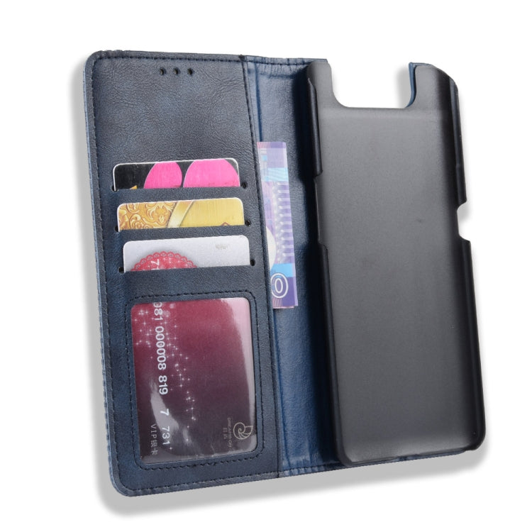 Magnetic Buckle Retro Crazy Horse Texture Horizontal Flip Leather Case for Galaxy A80 / A90, with Holder & Card Slots & Photo Frame(Blue) - Samsung Accessories by buy2fix | Online Shopping UK | buy2fix