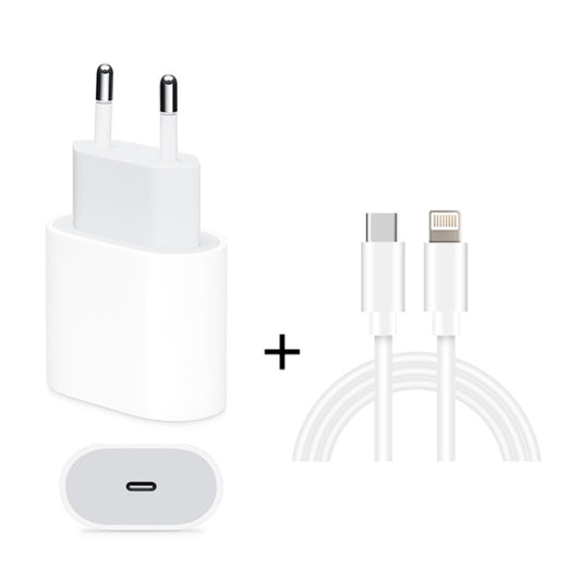 2 in 1 PD 18W Single USB-C / Type-C Interface Travel Charger + 3A PD3.0 USB-C / Type-C to 8 Pin Fast Charge Data Cable Set, Cable Length: 1m(EU Plug) - Apple Accessories by buy2fix | Online Shopping UK | buy2fix