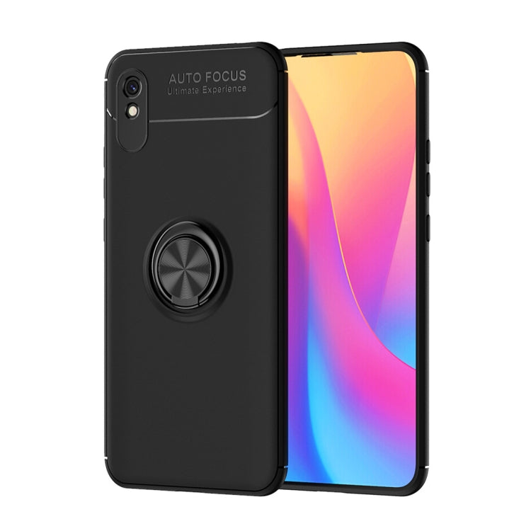 For Xiaomi Redmi 9A Metal Ring Holder 360 Degree Rotating TPU Case(Black+Black) - Xiaomi Cases by buy2fix | Online Shopping UK | buy2fix