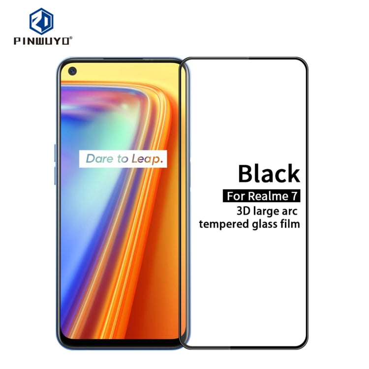 For OPPO Realme 7 PINWUYO 9H 3D Curved Full Screen Explosion-proof Tempered Glass Film(Black) - Realme Tempered Glass by PINWUYO | Online Shopping UK | buy2fix