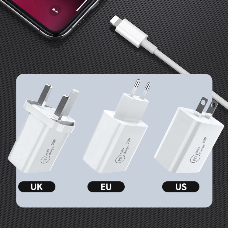 SDC-20W 2 in 1 PD 20W USB-C / Type-C Travel Charger + 3A PD3.0 USB-C / Type-C to 8 Pin Fast Charge Data Cable Set, Cable Length: 2m, UK Plug - Apple Accessories by buy2fix | Online Shopping UK | buy2fix