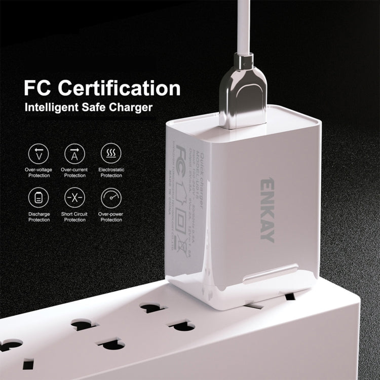 ENKAY Hat-Prince U008-1 10.5W 2.1A Dual USB Charging US Plug Travel Power Adapter With 2.1A 1m 8 Pin Cable - Mobile Accessories by ENKAY | Online Shopping UK | buy2fix