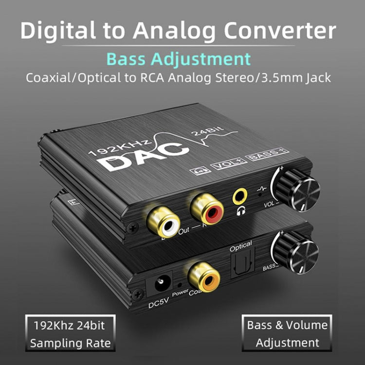 Digital To Analog Audio Converter Stereo Extractor DAC Amplifier Optical SPDIF 192Khz 24Bit -  by buy2fix | Online Shopping UK | buy2fix