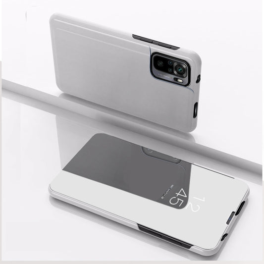 For Xiaomi Redmi Note 10 Pro Plated Mirror Horizontal Flip Leather Case with Holder(Silver) - Xiaomi Accessories by buy2fix | Online Shopping UK | buy2fix