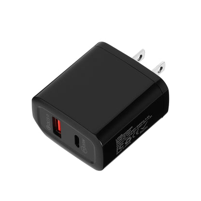 TE-PD01 PD 20W + QC3.0 USB Dual Ports Quick Charger with Indicator Light, US Plug(Black) - Apple Accessories by buy2fix | Online Shopping UK | buy2fix