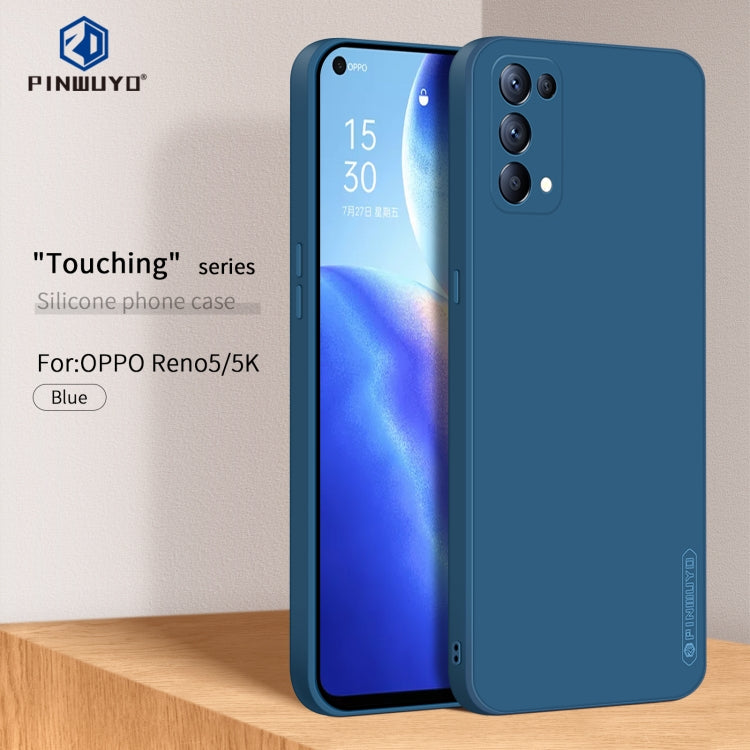 For OPPO Reno5 / Reno5 K / Find X3 Lite PINWUYO Touching Series Liquid Silicone TPU Shockproof Case(Blue) - OPPO Cases by PINWUYO | Online Shopping UK | buy2fix