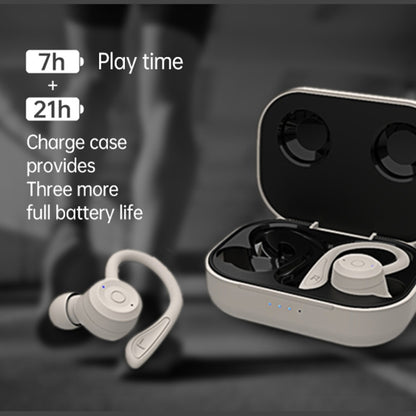 T20 TWS Bluetooth Hooks Wireless Sports Headphones with Charging Box IPX6 Waterproof Noise-cancelling Earphones(White) - Bluetooth Earphone by buy2fix | Online Shopping UK | buy2fix