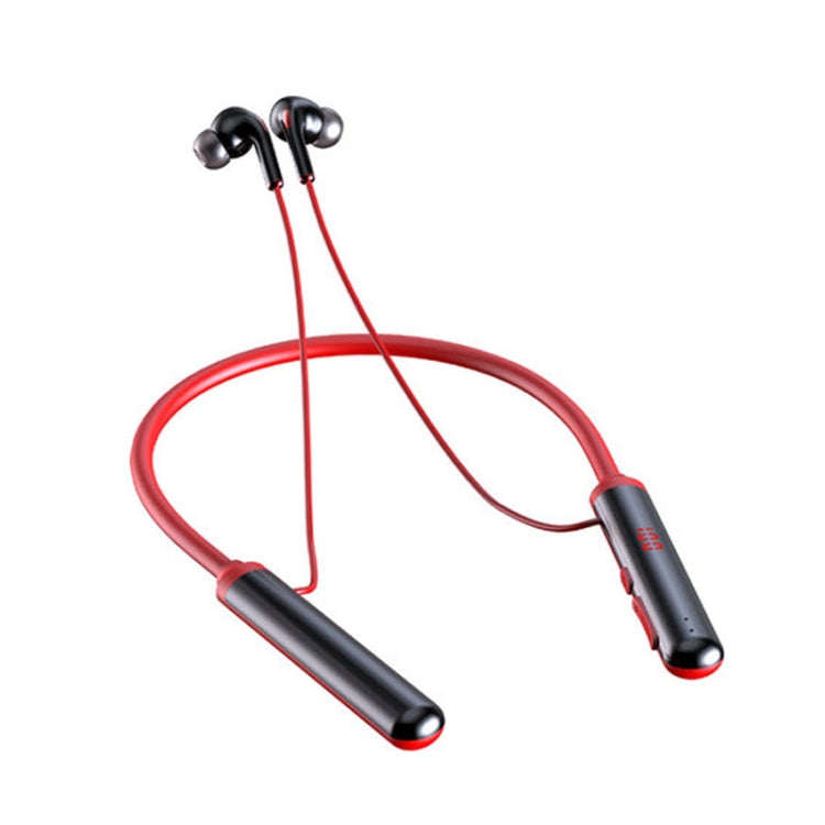 960 Neckband Magnetic Stereo Headphone with LED Display Support TF Card(Red) - Neck-mounted Earphone by buy2fix | Online Shopping UK | buy2fix