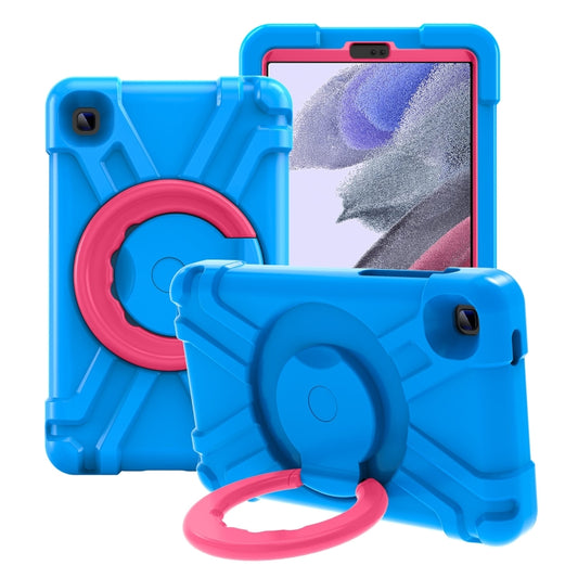 For Galaxy Tab A7 Lite T220/T225 PC + Silicone Shockproof Combination Case with 360 Degree Rotating Holder & Handle(Blue+Rose Red) - Tab A7 Lite T220 / T225 by buy2fix | Online Shopping UK | buy2fix