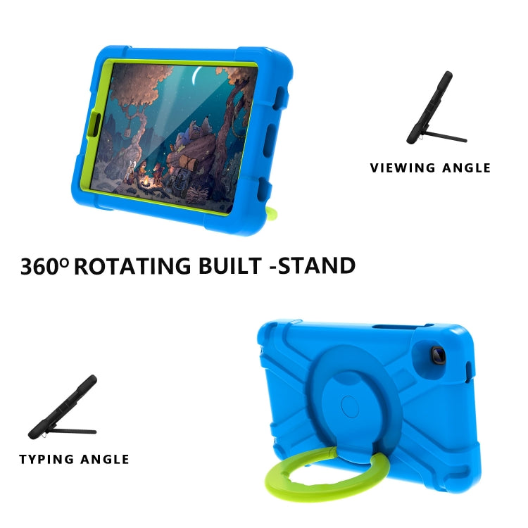 For Galaxy Tab A7 Lite T220/T225 PC + Silicone Shockproof Combination Case with 360 Degree Rotating Holder & Handle(Blue+Grass Green) - Tab A7 Lite T220 / T225 by buy2fix | Online Shopping UK | buy2fix