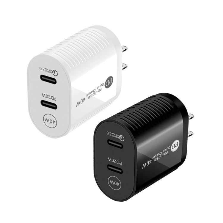 40W Dual Port PD / Type-C Fast Charger for iPhone / iPad Series, US Plug(White) - Apple Accessories by buy2fix | Online Shopping UK | buy2fix