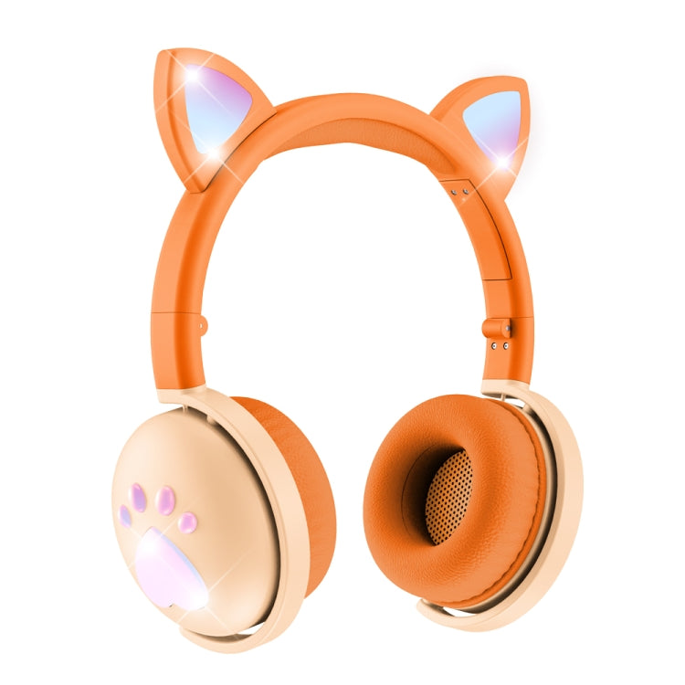 BK9 HiFi 7.1 Surround Sound Cat Claw Luminous Cat Ear Bluetooth Gaming Headset with Mic(Orange) - Multimedia Headset by buy2fix | Online Shopping UK | buy2fix