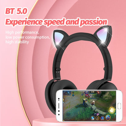 BK9 HiFi 7.1 Surround Sound Cat Claw Luminous Cat Ear Bluetooth Gaming Headset with Mic(White) - Multimedia Headset by buy2fix | Online Shopping UK | buy2fix