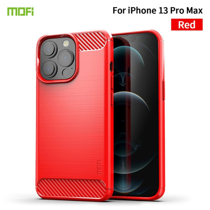 For iPhone 13 Pro Max MOFI Gentleness Series Brushed Texture Carbon Fiber Soft TPU Case  (Red) - iPhone 13 Pro Max Cases by MOFI | Online Shopping UK | buy2fix