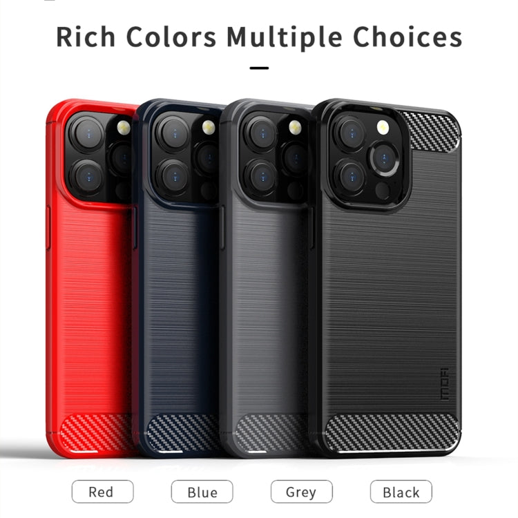 For iPhone 13 Pro Max MOFI Gentleness Series Brushed Texture Carbon Fiber Soft TPU Case  (Red) - iPhone 13 Pro Max Cases by MOFI | Online Shopping UK | buy2fix