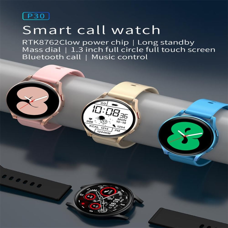 P30 1.3 inch Color Screen Smart Watch, IP67 Waterproof,Support Bluetooth Call/Heart Rate Monitoring/Blood Pressure Monitoring/Blood Oxygen Monitoring/Sleep Monitoring(Gold) - Smart Wear by buy2fix | Online Shopping UK | buy2fix