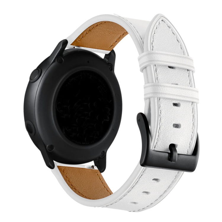 For Huawei Watch GT3 42mm / Watch GT2 42mm First Layer Leather Sewing Thread Watch Band (White) - Smart Wear by buy2fix | Online Shopping UK | buy2fix