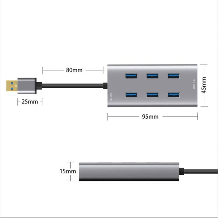 Multiport Metal Enclosure Docking Station HUB with 7 USB 3.0 Ports - USB 3.0 HUB by buy2fix | Online Shopping UK | buy2fix