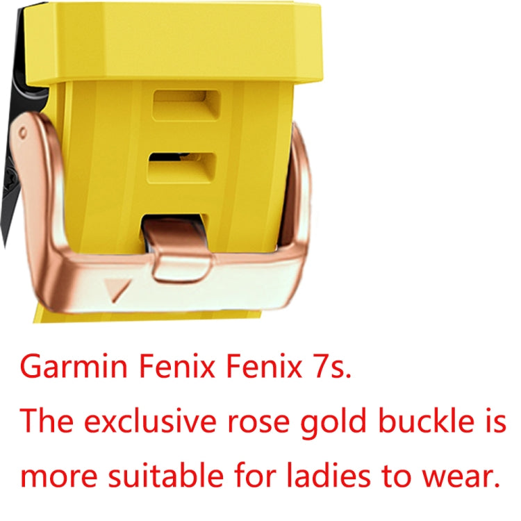 For Garmin Fenix 6S 20mm Rose Gold Buckle Silicone Watch Band(White) - Smart Wear by buy2fix | Online Shopping UK | buy2fix