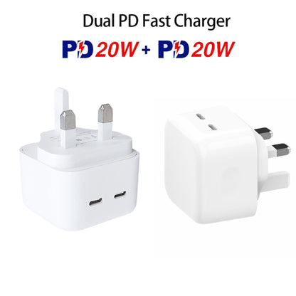 SDC-40W Dual PD USB-C / Type-C Ports Charger with 1.5m Type-C to 8 Pin Data Cable, UK Plug - USB Charger by buy2fix | Online Shopping UK | buy2fix