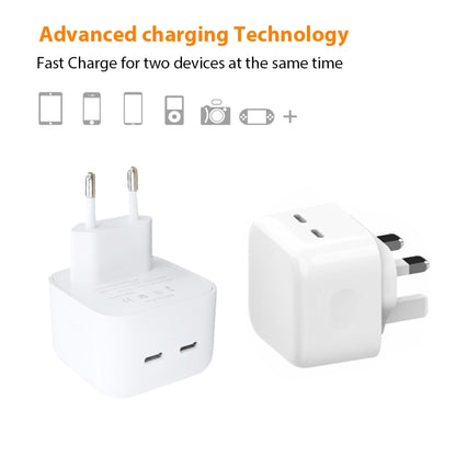 SDC-40W Dual PD USB-C / Type-C Ports Charger with 1.5m Type-C to 8 Pin Data Cable, UK Plug - USB Charger by buy2fix | Online Shopping UK | buy2fix