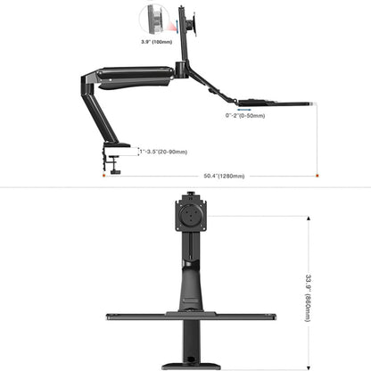 NORTH BAYOU NB40 Ergonomic Height Adjust Computer Stand Workstation 22-32 Inch Monitor Mount Bracket with Keyboard Plate Desk Stand - Computer & Networking by buy2fix | Online Shopping UK | buy2fix