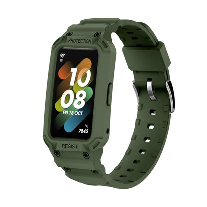 For Huawei Band 6 / 7 / Honor Band 6 JSM Integrated TPU Adjustable Elastic Watch Band (Army Green) - Watch Bands by buy2fix | Online Shopping UK | buy2fix