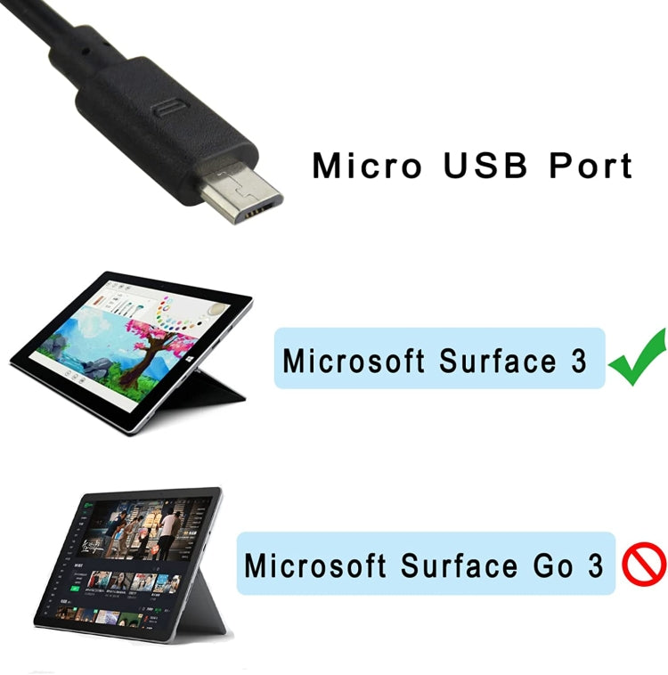 For Microsoft Surface3 1624 1645 Power Adapter 5.2v 2.5a 13W Android Port Charger, US Plug - For Microsoft by buy2fix | Online Shopping UK | buy2fix