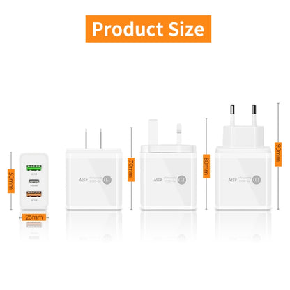 45W PD25W + 2 x QC3.0 USB Multi Port Charger with USB to Micro USB Cable, EU Plug(White) - Mobile Accessories by buy2fix | Online Shopping UK | buy2fix