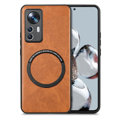 For Xiaomi 12T Solid Color Magsafe Leather Phone Case(Brown) - Xiaomi Cases by buy2fix | Online Shopping UK | buy2fix