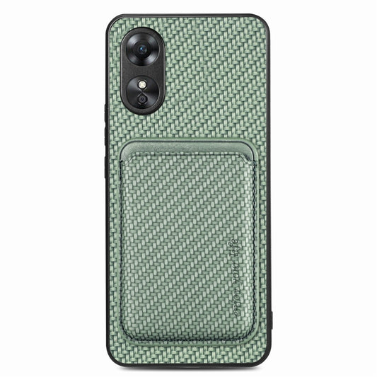 For OPPO A17 Pro Carbon Fiber Leather Card Magsafe Phone Case(Green) - OPPO Cases by buy2fix | Online Shopping UK | buy2fix