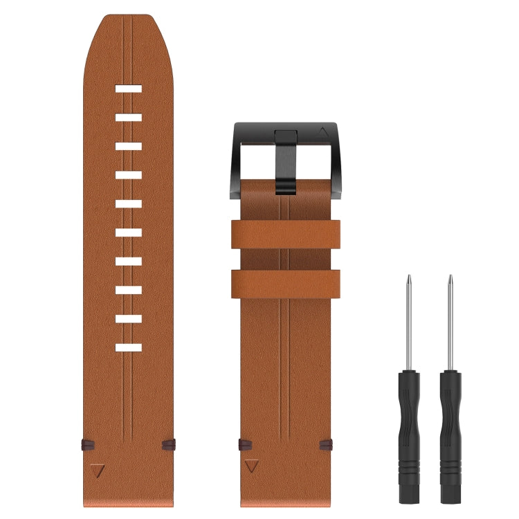 For Garmin Approach S62 22mm Leather Steel Buckle Watch Band(Brown) - Watch Bands by buy2fix | Online Shopping UK | buy2fix