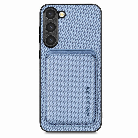 For Samsung Galaxy S23 5G Carbon Fiber Leather Card Magsafe Case(Blue) - Galaxy S23 5G Cases by buy2fix | Online Shopping UK | buy2fix