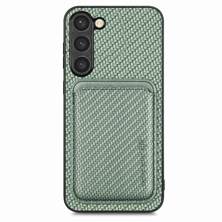 For Samsung Galaxy S23 5G Carbon Fiber Leather Card Magsafe Case(Green) - Galaxy S23 5G Cases by buy2fix | Online Shopping UK | buy2fix